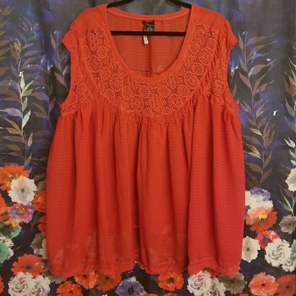 DGNY RED-ORANGE FLOWY TOP